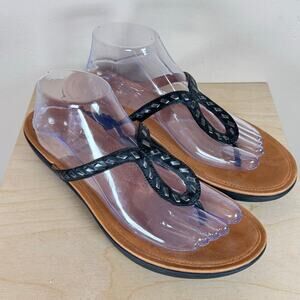 Fitflop Shoes Womens 10 Strata Sandals Black Leather Flip Flop Comfort